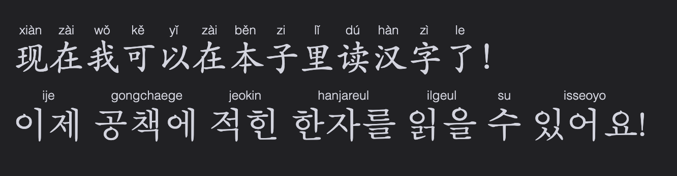Chinese characters with pinyin