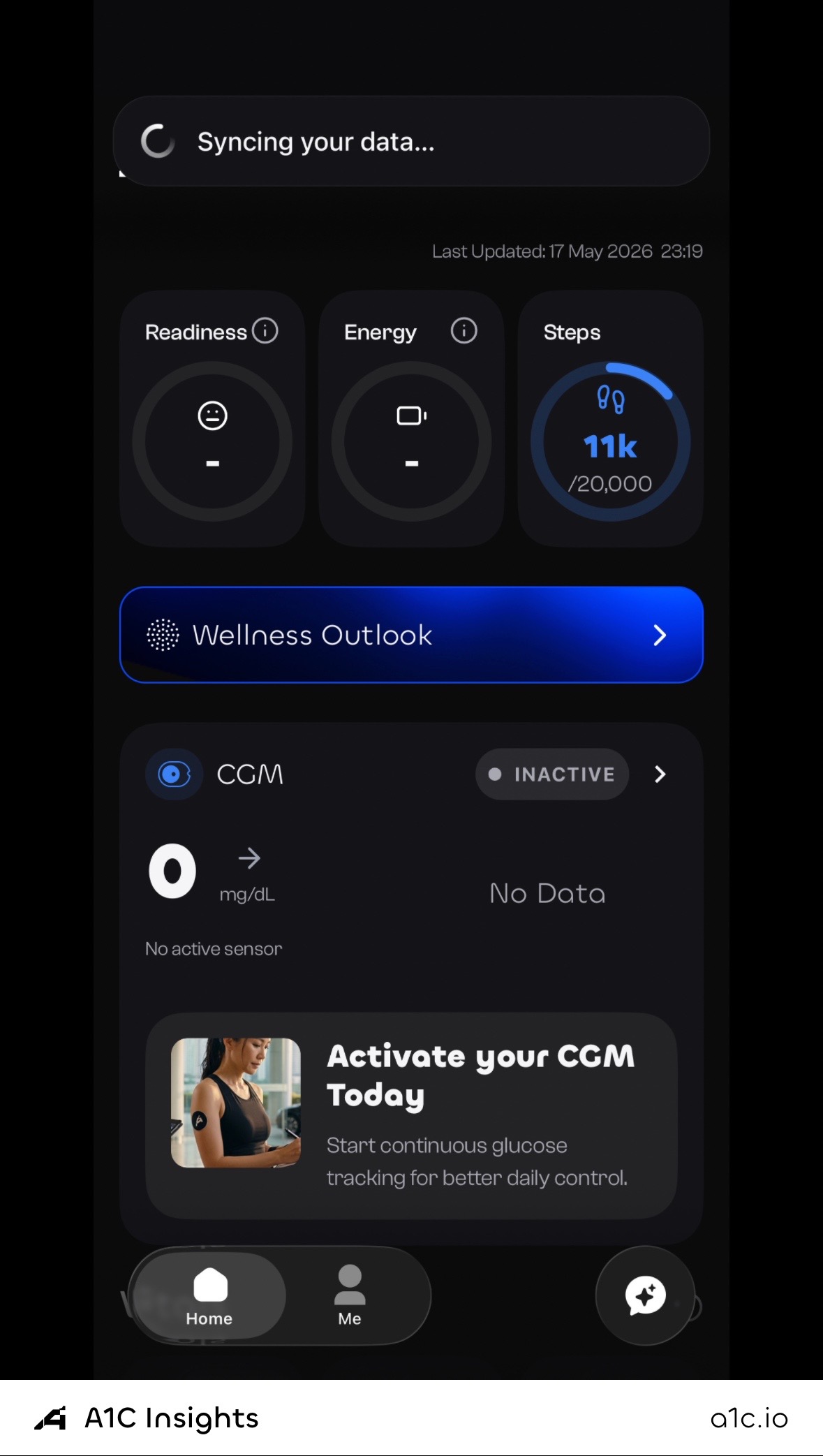 A1C Insights syncing your wearable data on first open