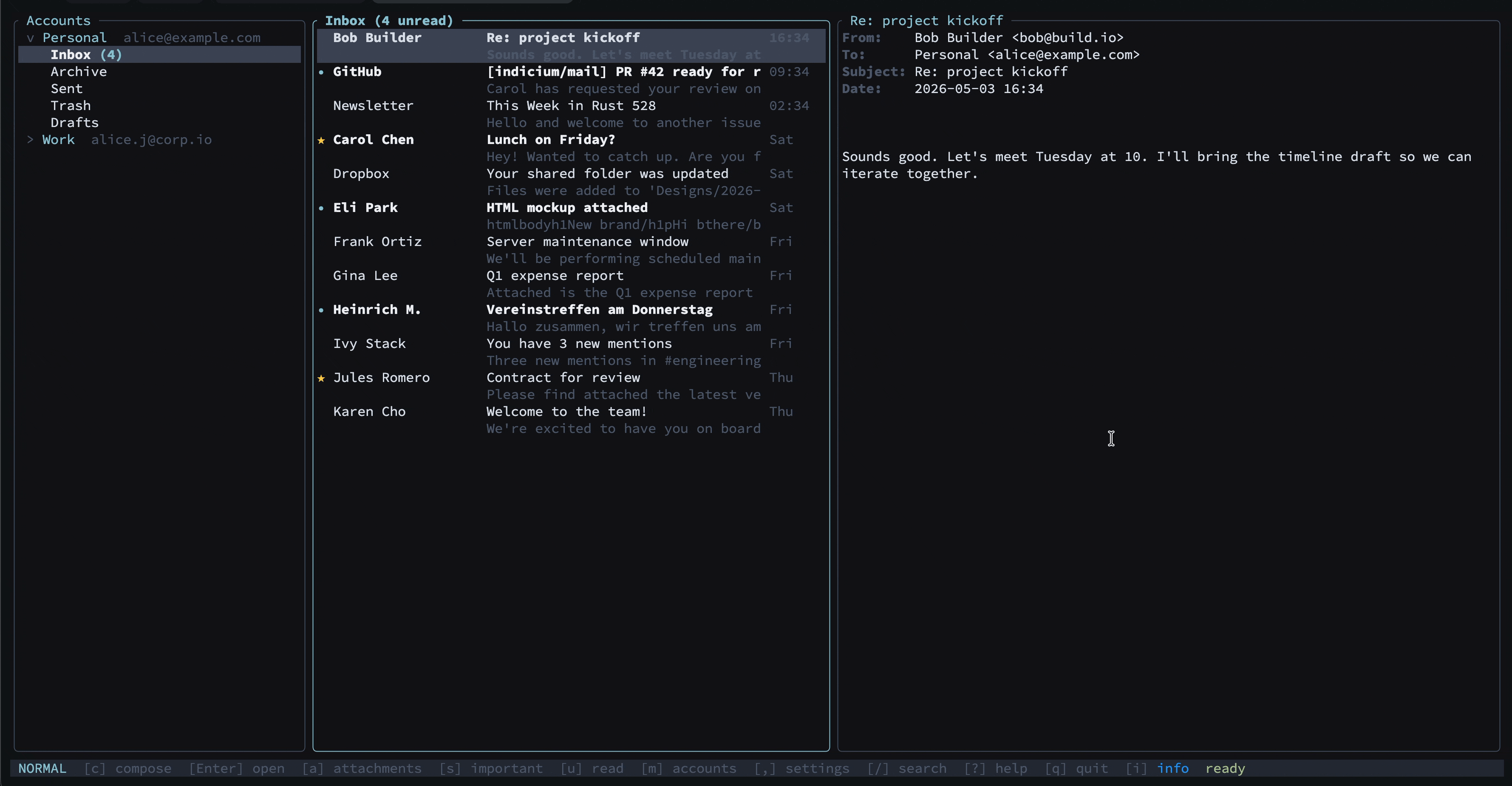 Indicium Mail TUI demo