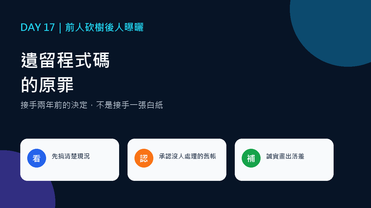 Day 17 封面:接手兩年前的決定,不是接手一張白紙