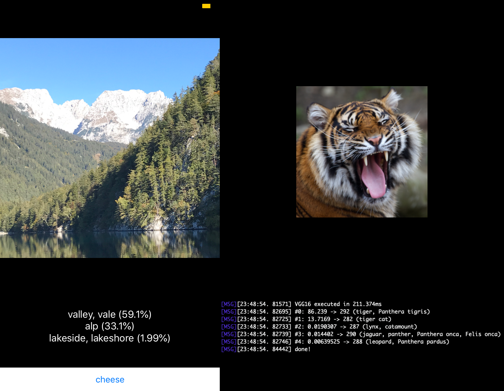 iOS: Lake in the Alps; cli: Tiger, licensed under CC BY 2.0 by Tony Hisgett