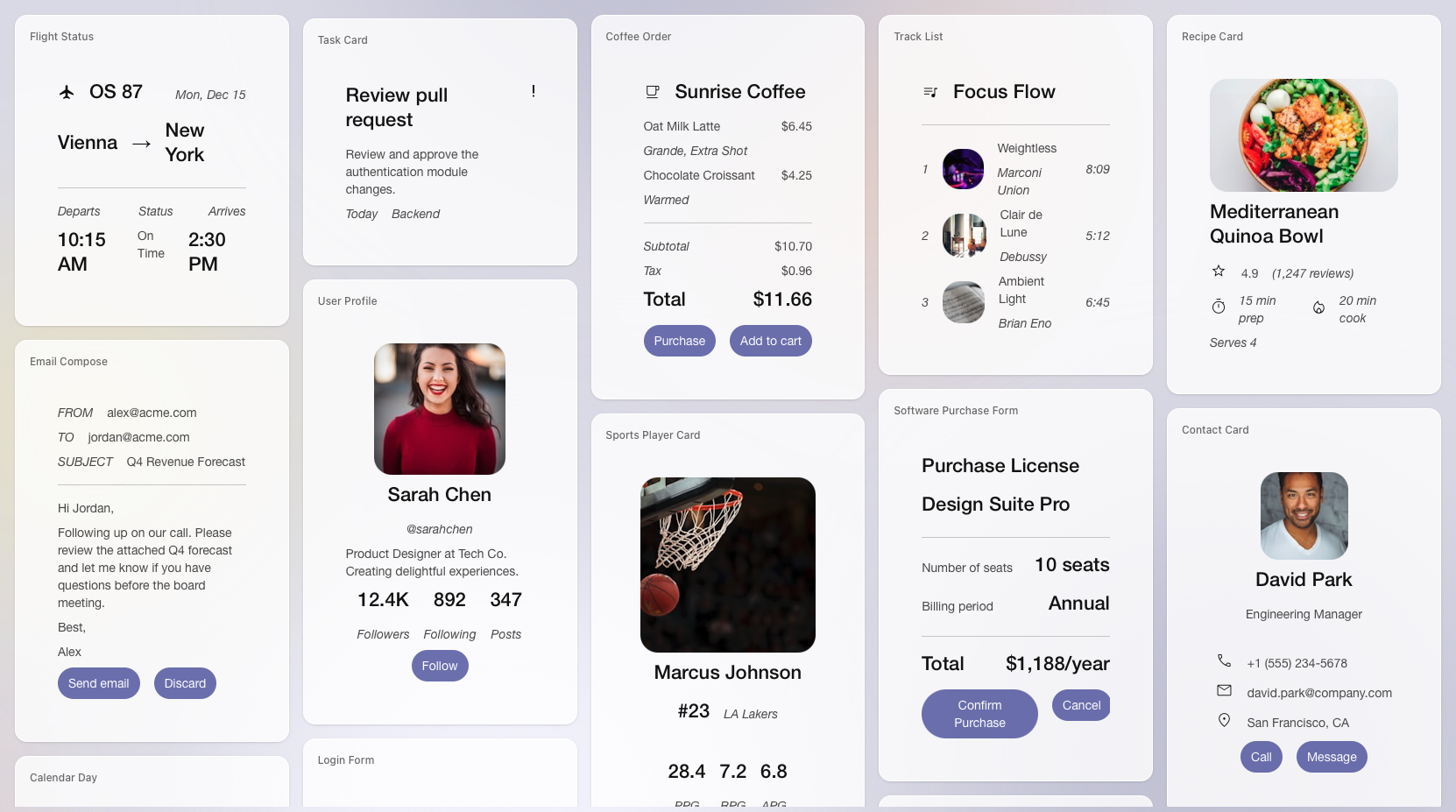 A2UI Gallery of components