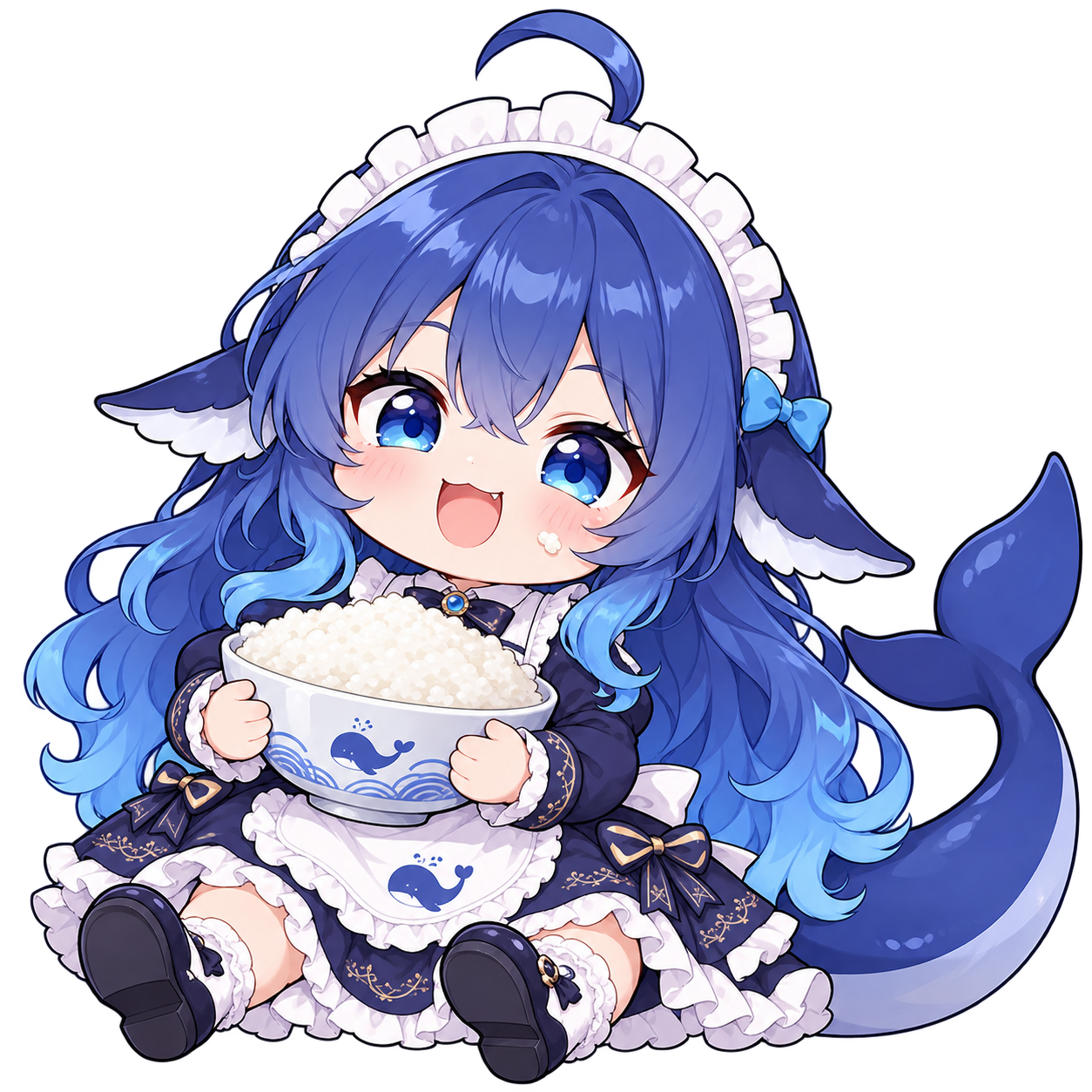 Rice-loving whale-girl mascot / 爱吃白饭的大肥鱼女儿