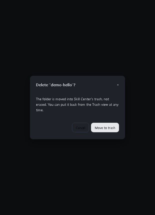 The delete confirmation