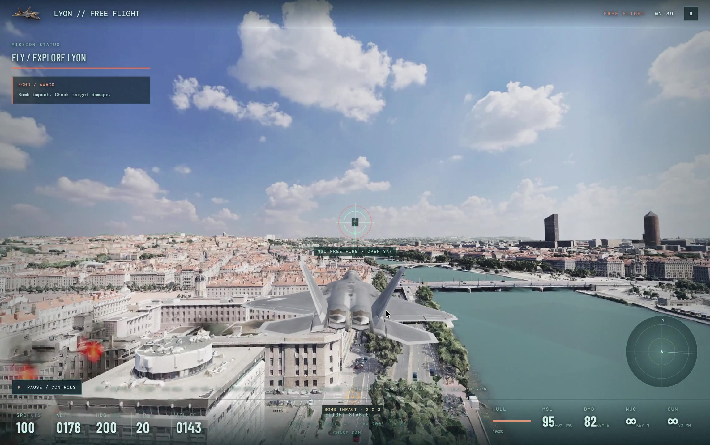 F-22 approaching the river in Lyon