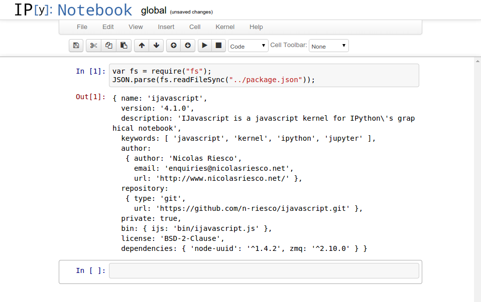 Screenshot: Notebook global Sample