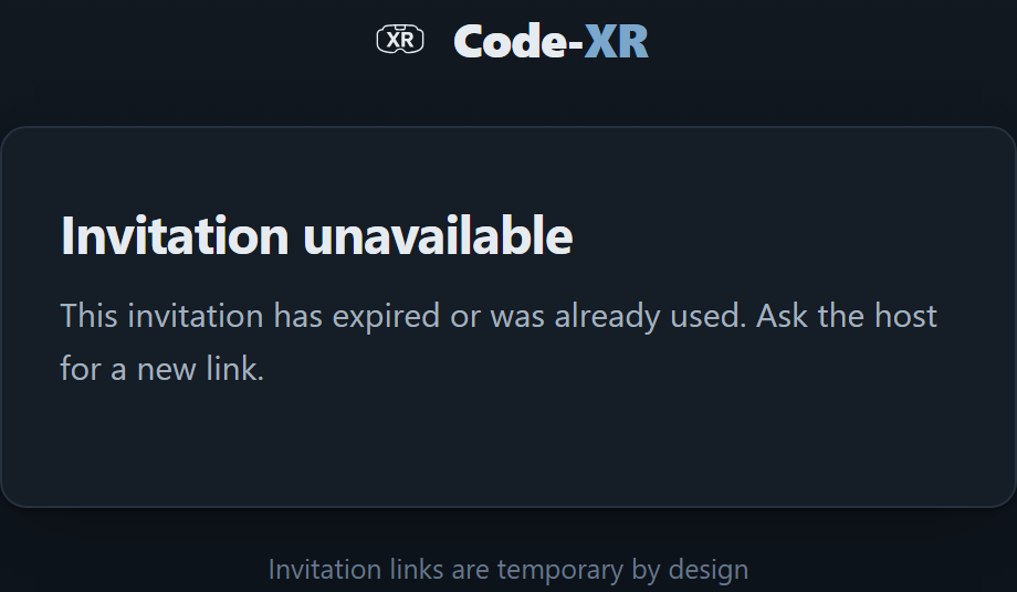An invitation that no longer works: "This invitation has expired or was already used. Ask the host for a new link."