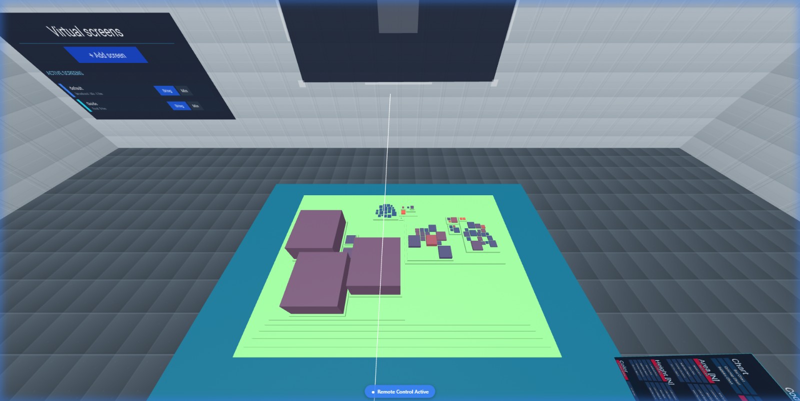 Flying over the code city in VR