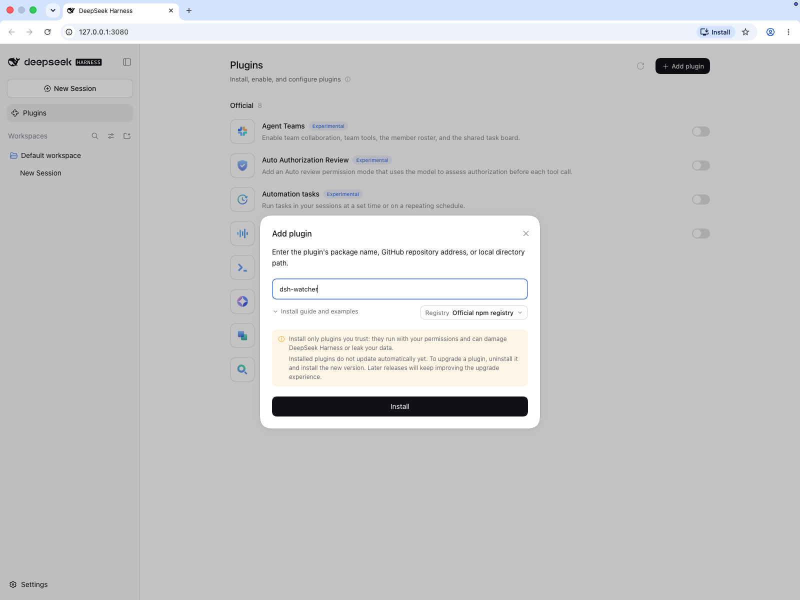Add plugin wizard