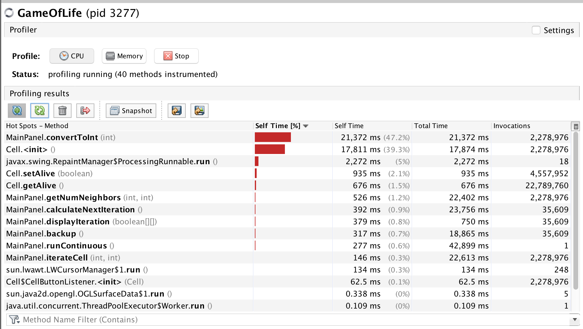 performance after modify run continuously