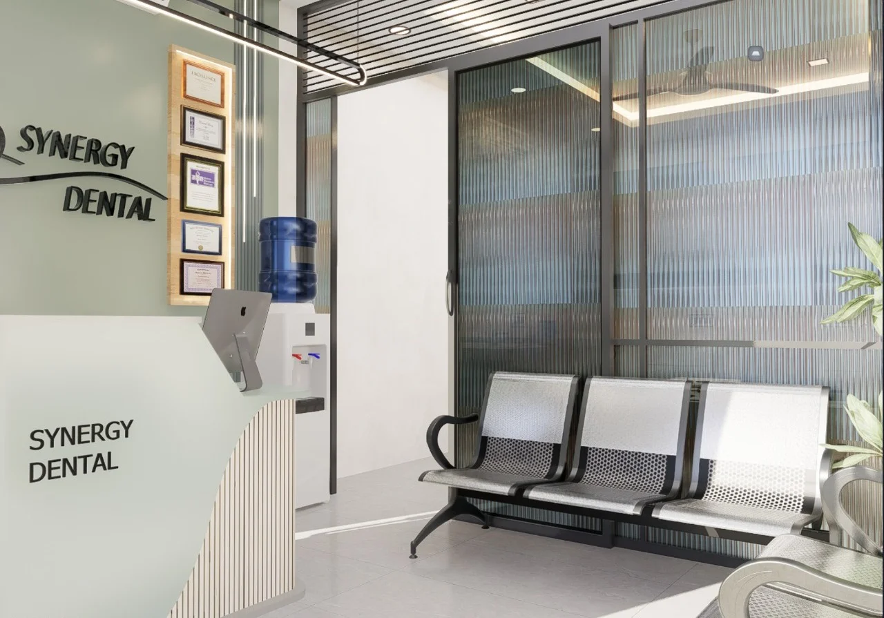 Modern Dental Clinic Reception &amp; Waiting Area Interior Design in Noida