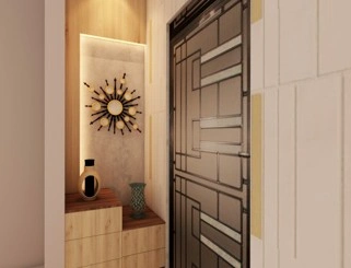 Modern Foyer Entrance Design with Decorative Wall Panel