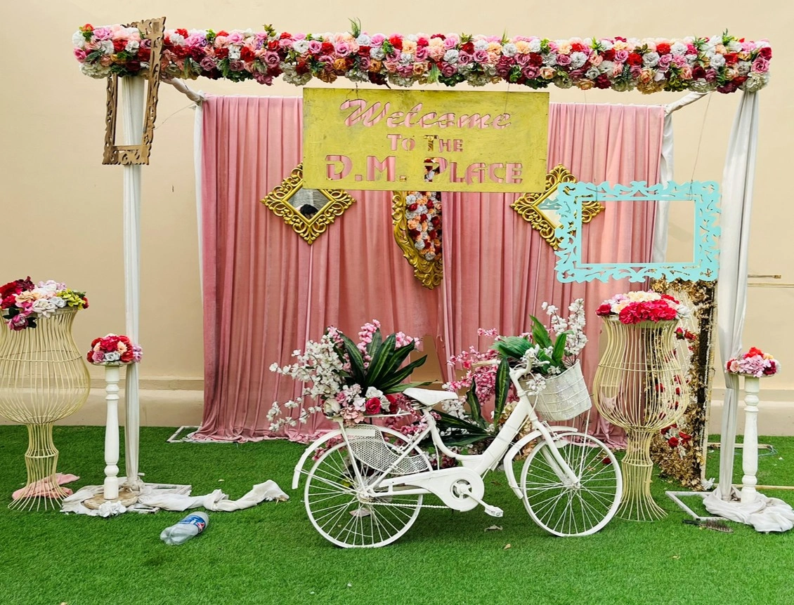 Floral Welcome Setup for Wedding Entry & Photo Zone