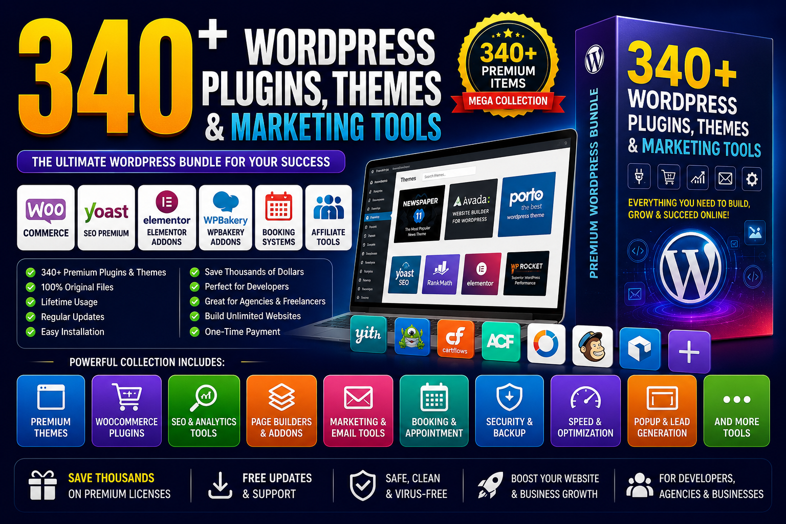 340+ Premium WordPress Plugins & Themes Bundle