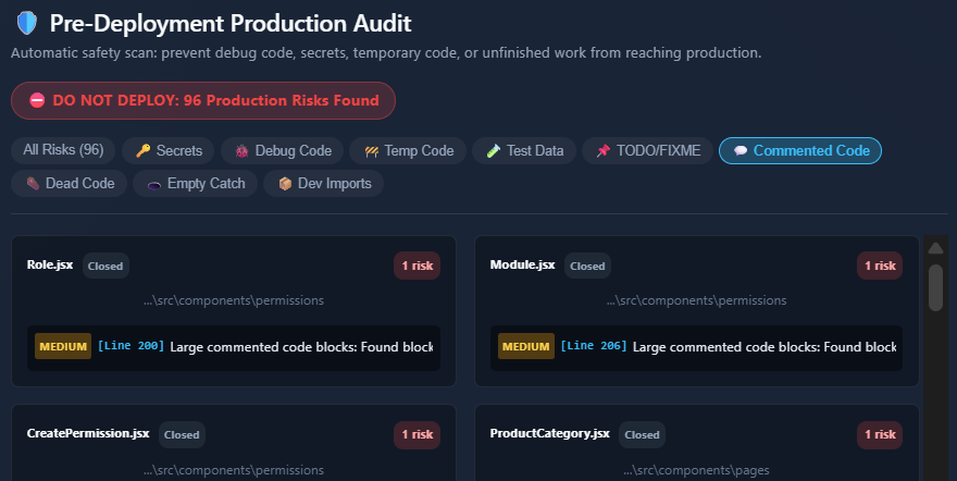Commented Code Dashboard