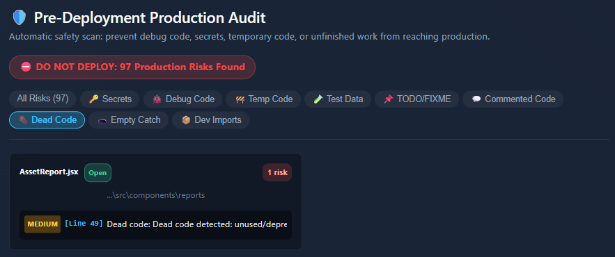 Dead Code Dashboard