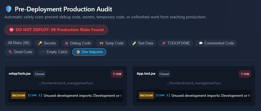 Dev Imports Dashboard