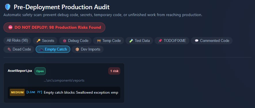 Empty Catch Dashboard