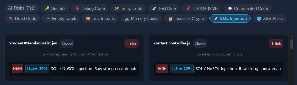 SQL Injection Dashboard