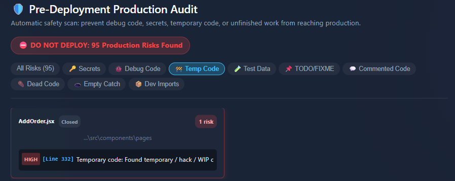 Temp Code Dashboard