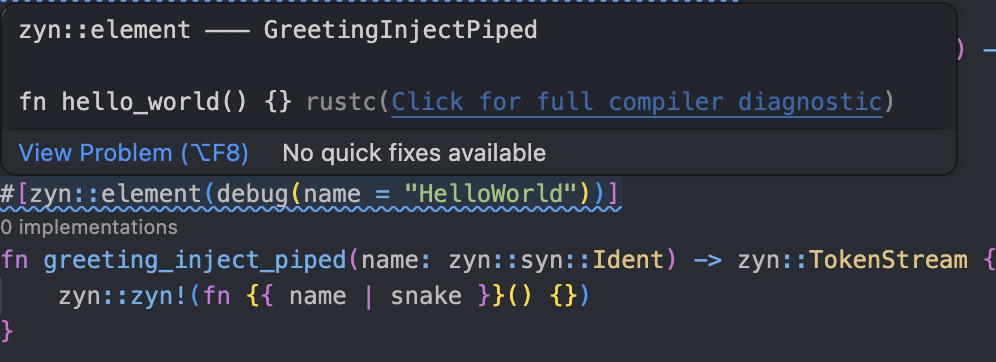 Static injection with pipe — inline diagnostic