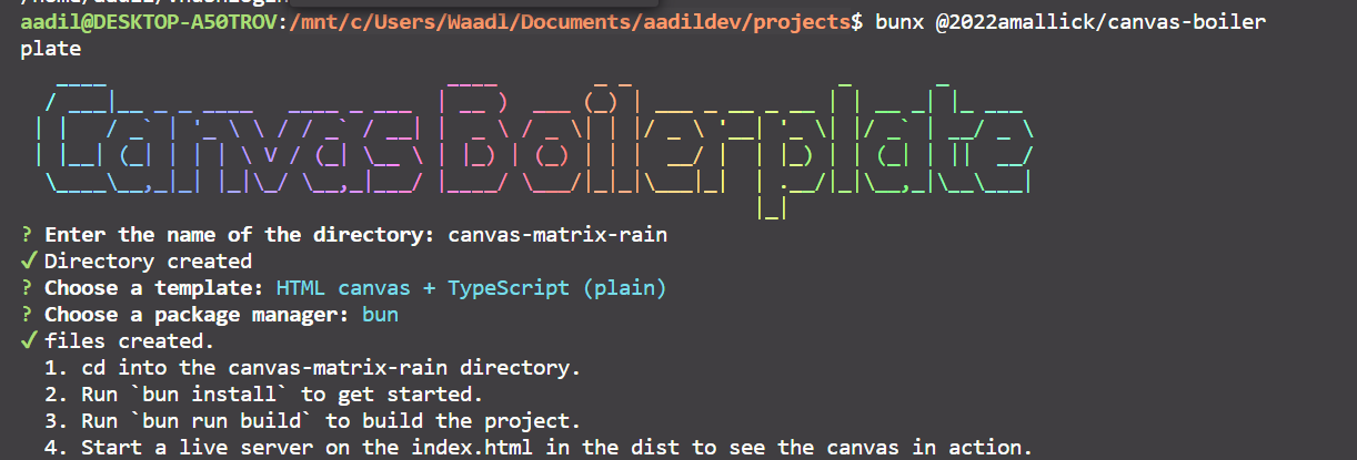 canvas boilerplate in action