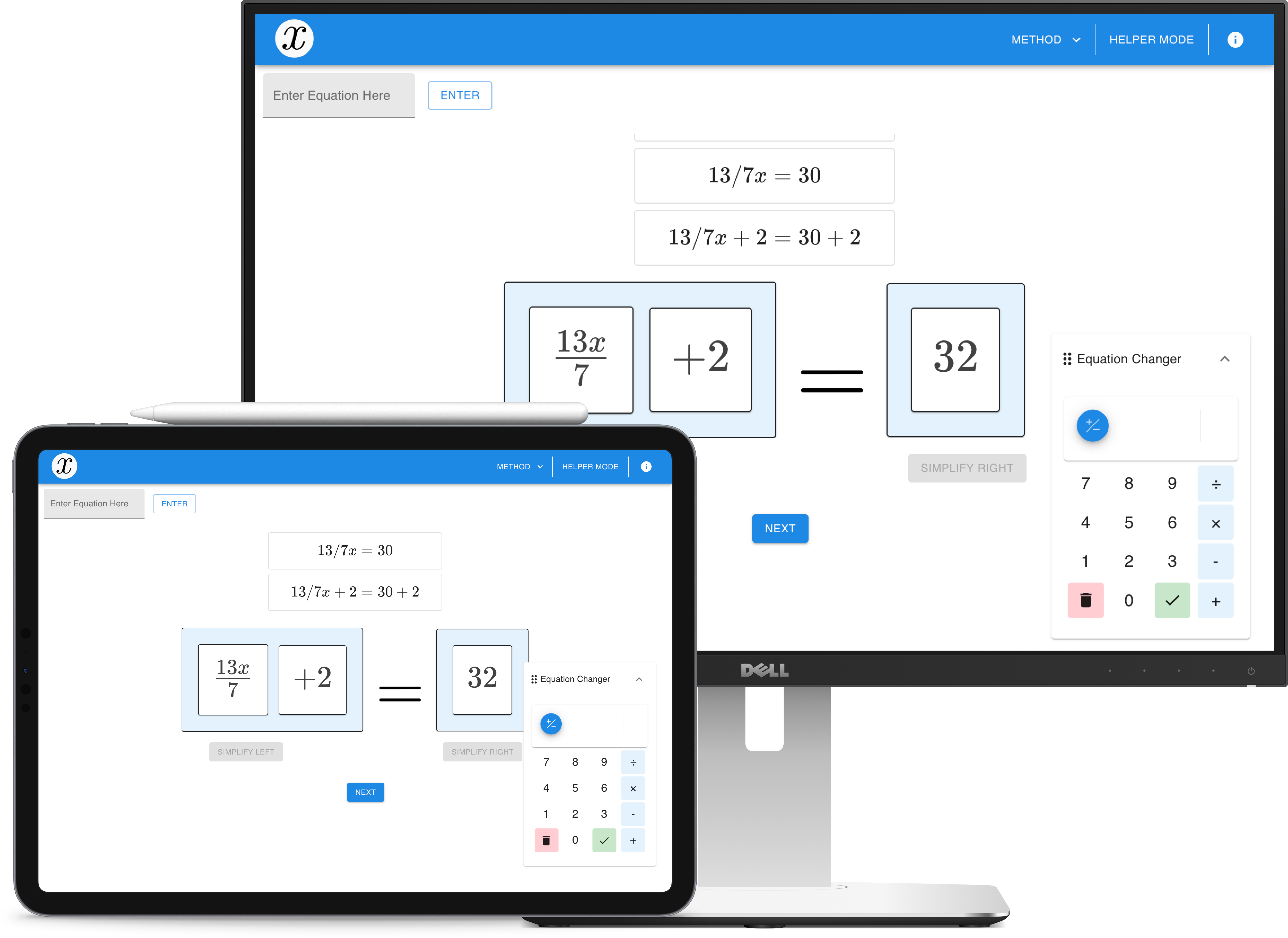 Solve X on a computer and tablet