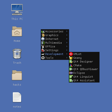 Showcase of Freedesktop support in Awesome, using Adwaita icons