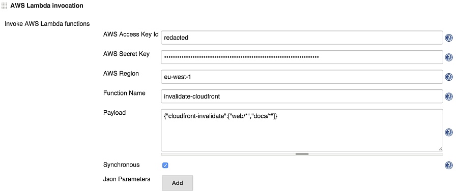 AWS Lambda Jenkins plugin invocation configuration