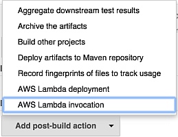 Jenkins Post Build Action menu