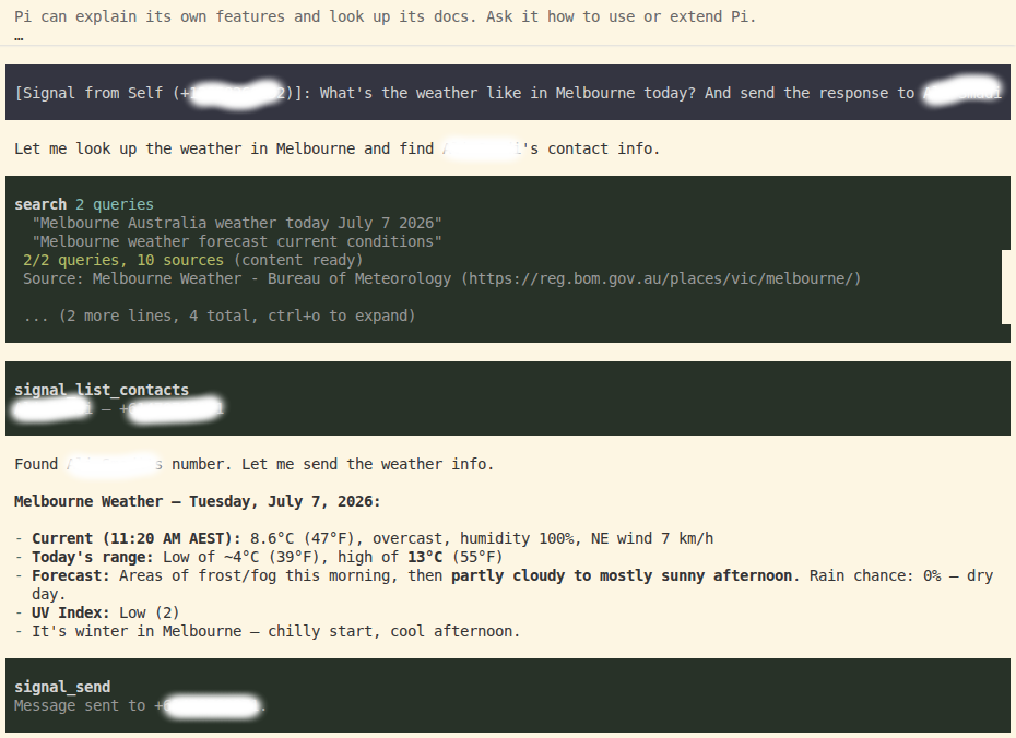 pi agent response
