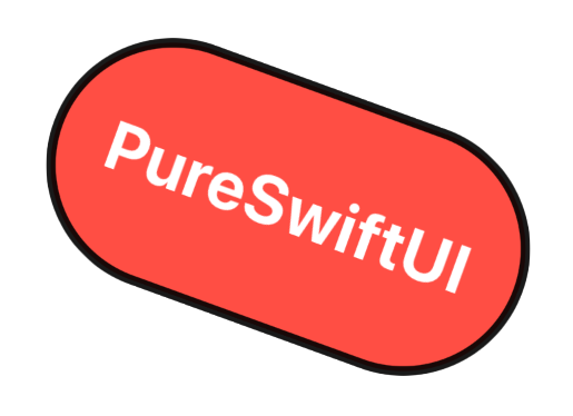 Label with white text and a red background and rounded corners rotated slightly clockwise