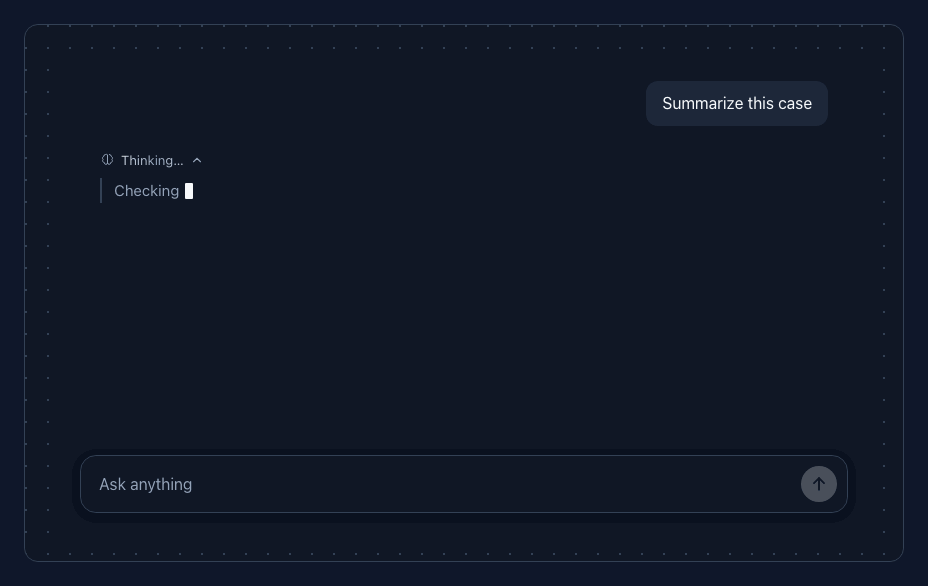 agt-chat streaming a reply with a collapsible reasoning trace