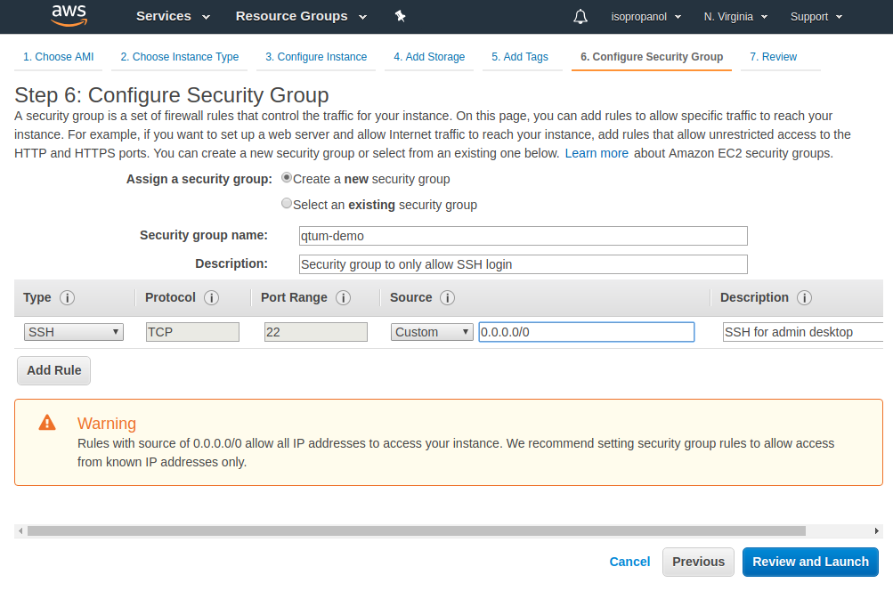 Configure Security Group