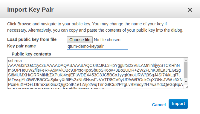 Import Key Pair