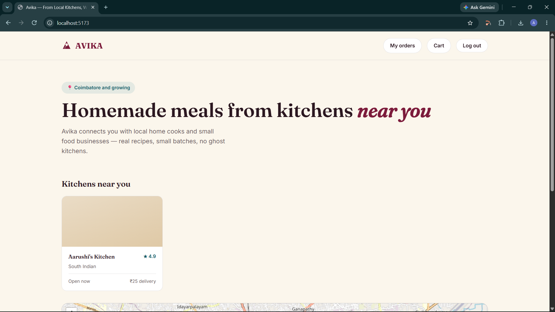 AVIKA customer home and local kitchen discovery