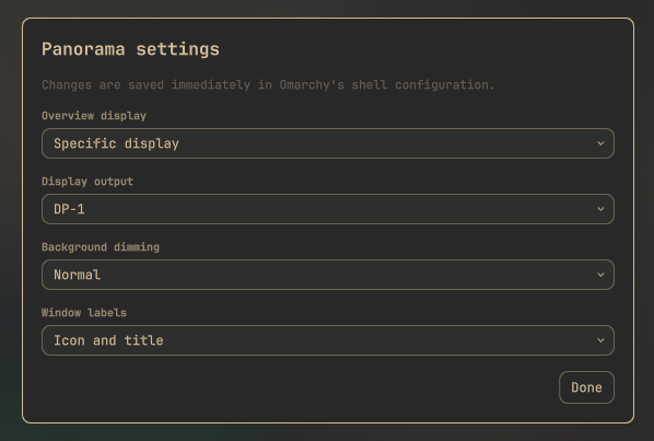Panorama settings