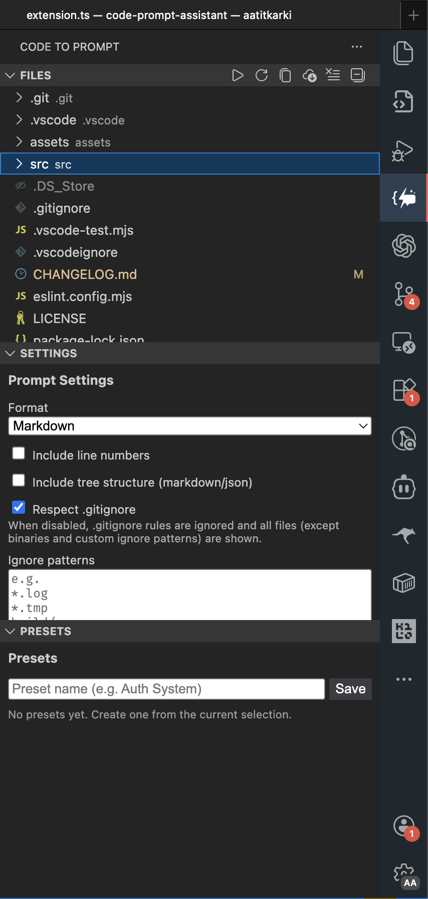 Code to Prompt – Files view