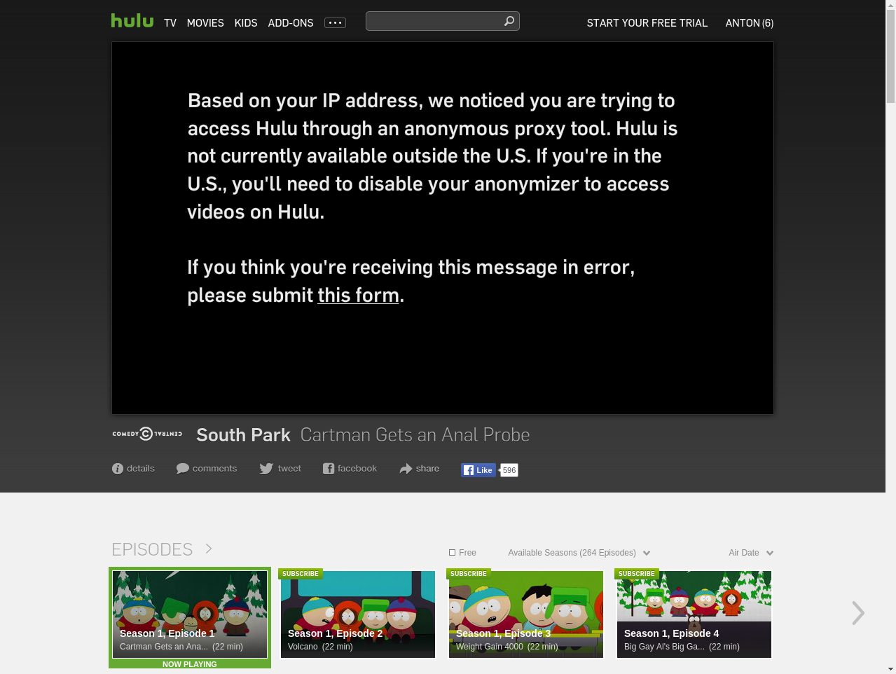 Ảnh chụp màn hình Hulu VideoplaybackTest