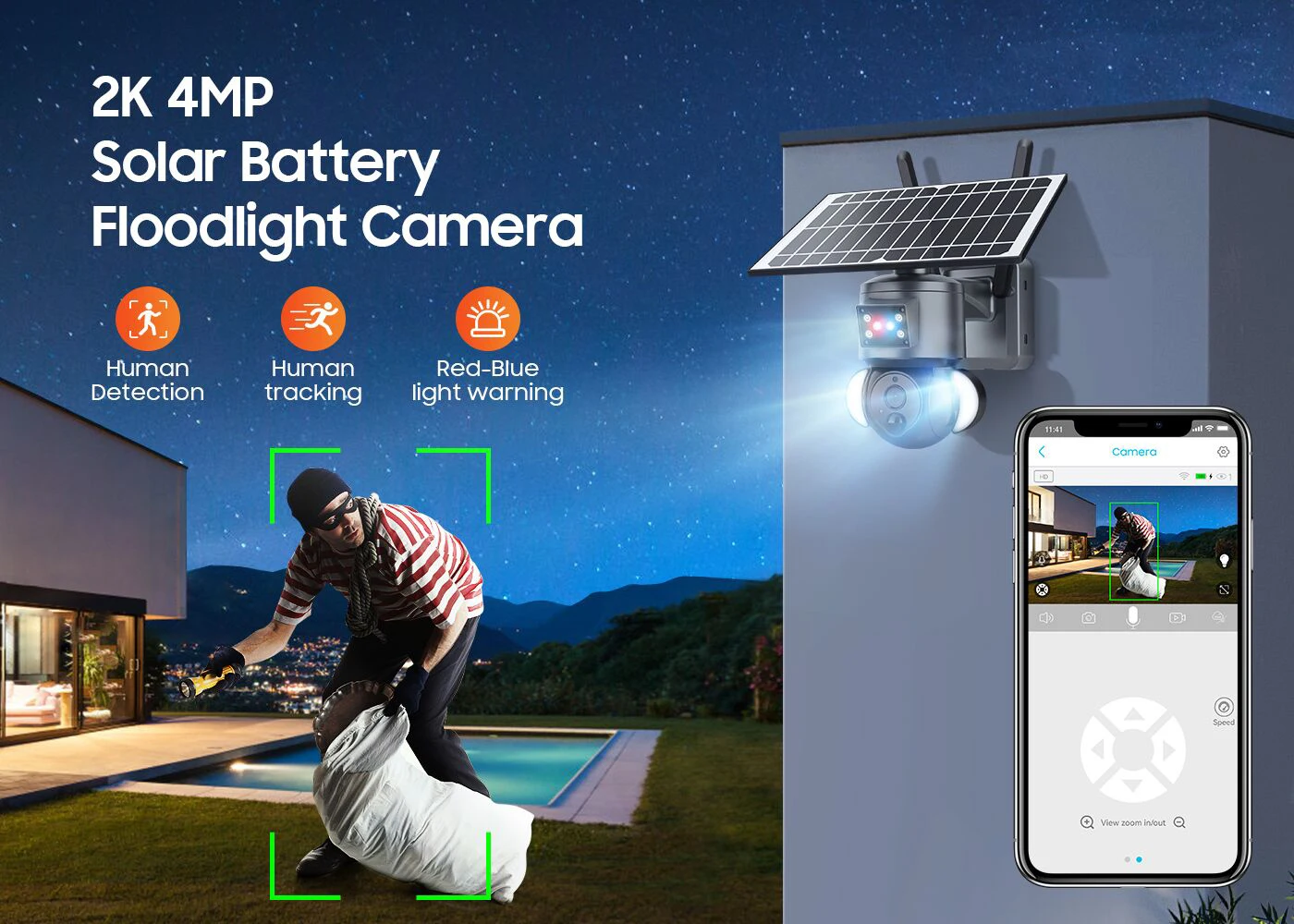 كاميرا مراقبة خارجية WinterWOJIA مع إنذار ضد السرقة، لوحة شمسية CCTV، بطارية 12000 مللي أمبير، حماية من الشمس، واي فاي، 3 ميجابكسل، 4 ميجابكسل، 8 وات