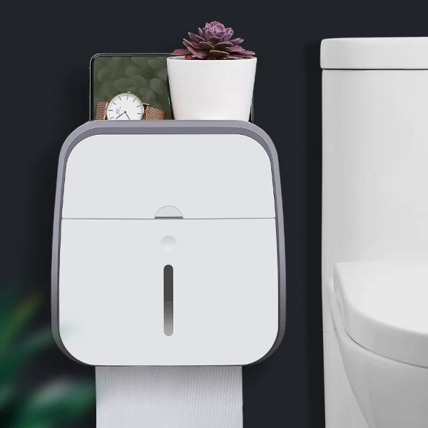 حامل ورق المرحاض المقاوم للماء يُثبت على الحائط، صندوق تخزين ورقي، رف صندوق مناديل ورقية