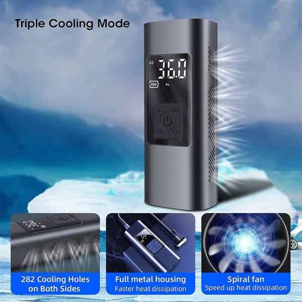 مضخة نفخ كهربائية مع مصباح LED، ضاغط هواء للسيارة، مضخة قابلة للنفخ محمولة للدراجات النارية