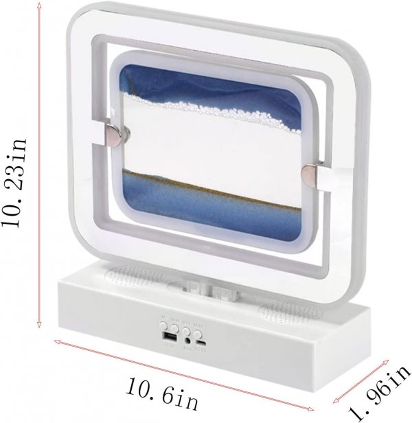 مصباح رملي متحرك بتقنية RGB - مصباح مكتب ذكي بإضاءة موسيقية بسبعة ألوان، ومصباح ديكور ثلاثي الأبعاد على شكل رمال متحركة، ومصباح ديكور على شكل ساعة رملية تدور 360 درجة