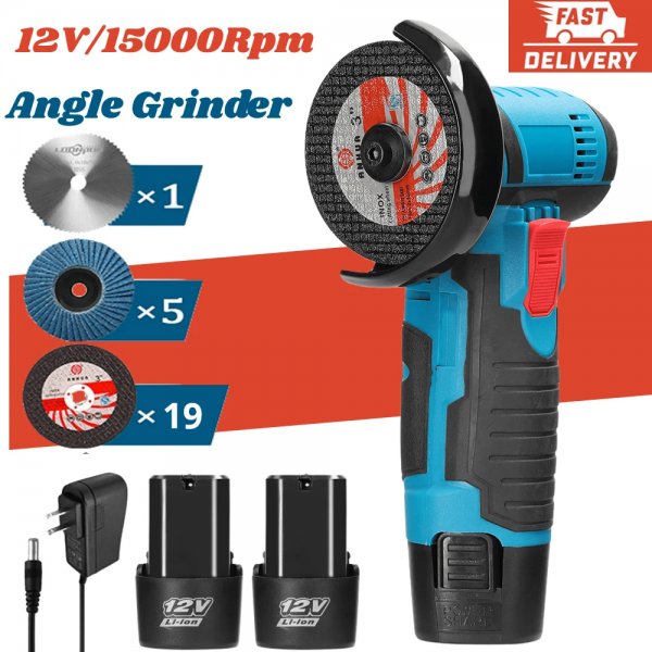 طاحونة زاوية لاسلكية صغيرة بطارية ليثيوم الملمع قطع الماس 12 فولت 500 واط 19500 دورة في الدقيقة 1 قطعة 2 قطعة