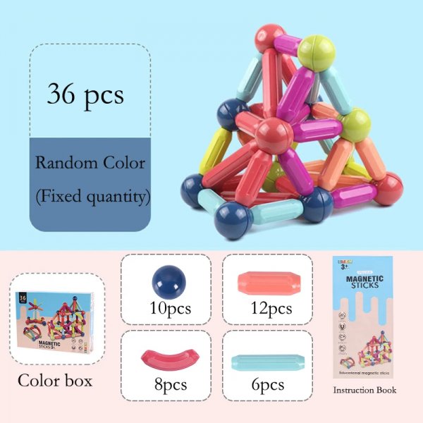 36 قطعة مكعبات بناء مغناطيسية ثلاثية الأبعاد لعبة تعليمية للأطفال