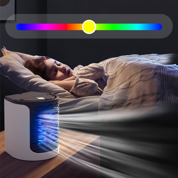 مرطب هواء محمول مع ضوء جو ومروحة ومبرد ومكيف هواء بمنفذ USB، مبرد أساسي للمكتب والمنزل ومكيف هواء محمول بمنفذ USB ومروحة USB