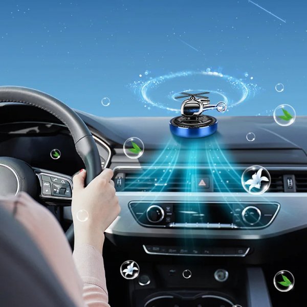 ناشر عطور هليكوبتر يعمل بالطاقة الشمسية لتزيين السيارة، معطر هواء، لوحة القيادة، ناشر عطور للطائرة