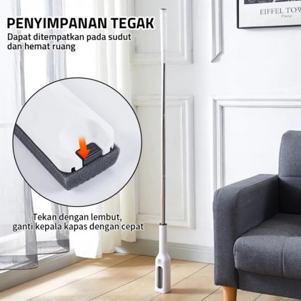 ممسحة عصر أوتوماتيكية 360 درجة مع رؤوس إسفنجية بديلة، ممسحة رطبة جافة لتنظيف بلاط المطبخ Magic cotton