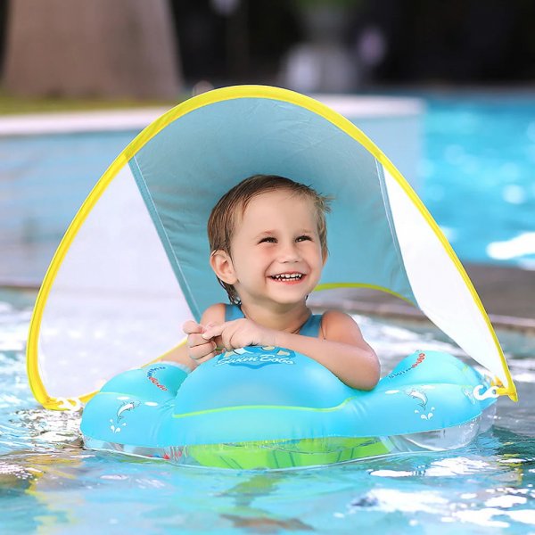 جديد طفل السباحة الدائري تعويم مع ظلة نفخ الأشرطة الأطفال السباحة تعويم اكسسوارات الصيف الاستحمام الاطفال يطفو