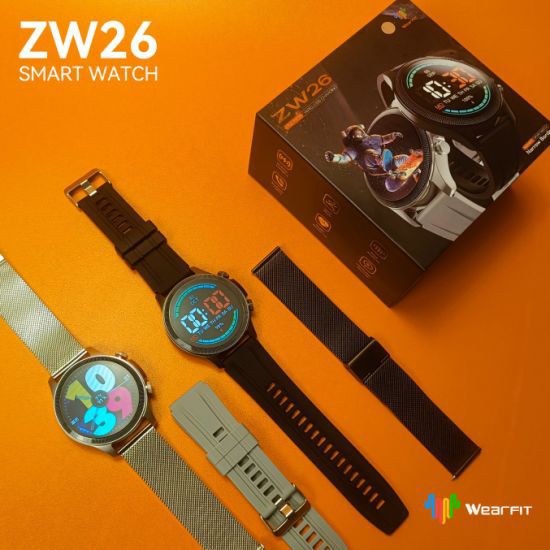 ساعة ذكية مستديرة فاخرة جديدة (ZW26) للبالغين، بشاشة 1.52 بوصة ودقة 360*360.